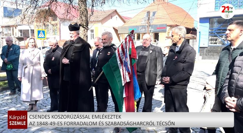 Csendes koszorúzással emlékeztek az 1848-49 es forradalom és szabadságharcról Técsőn (videó)