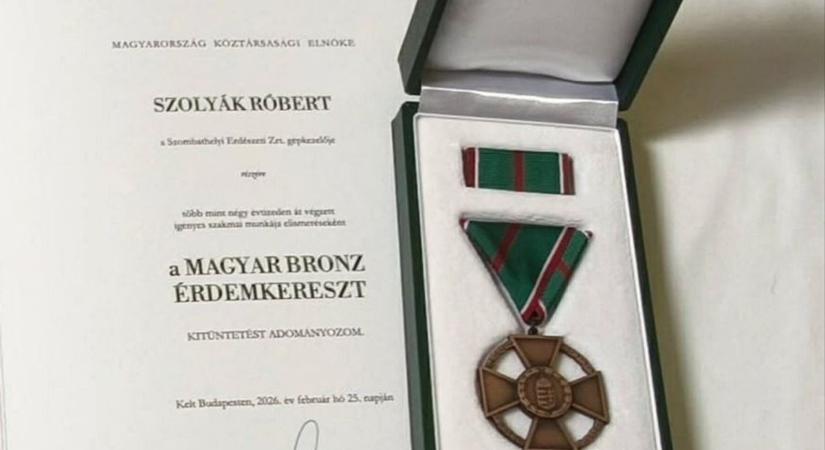 Magas rangú kitüntetést kapott a Szombathelyi Erdészeti Zrt. munkatársa