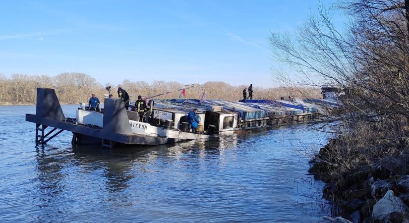 Uszály lékkel az oldalán - Vízügyesek az Alcyon hajó mentésénél - fotók