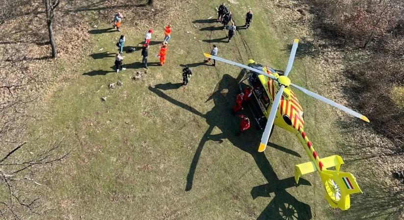 Nagy baj történt: mentőhelikopter sietett a túrázóhoz a Bakonyban