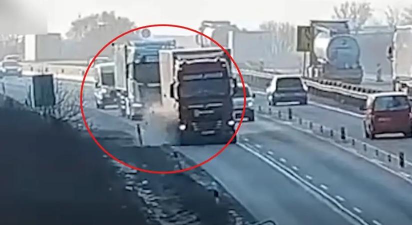 Eldurrant a magyar gyorsforgalmin a kamion kereke, figyeld, mi történt utána!