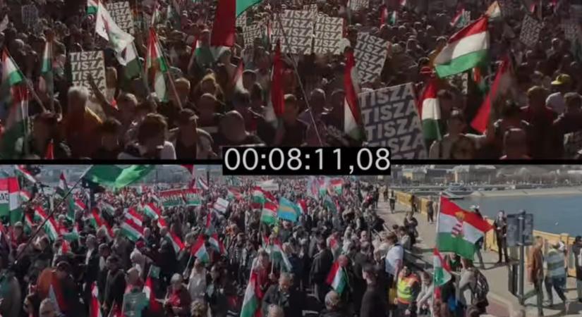 Itt az újabb összehasonlítás: ezúttal videón elemezték ki a Tisza és a Fidesz rendezvényén megjelentek számát
