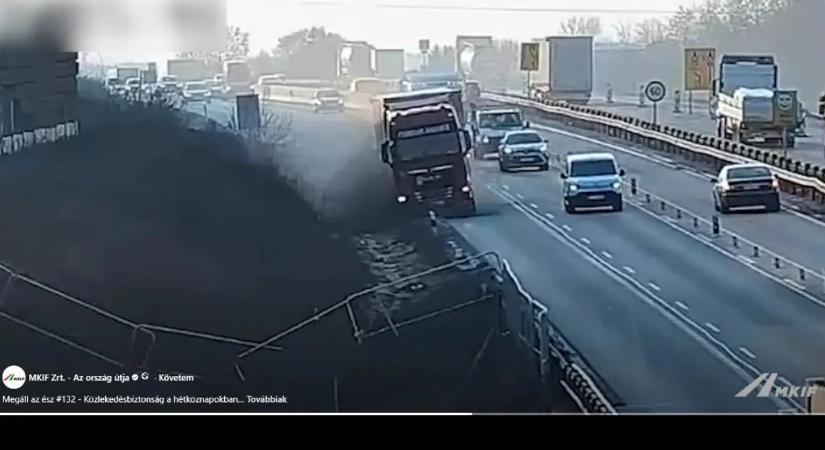 Durrdefekt az autópályán: a kamionsofőr rutinján múlt, hogy nem történt tragédia