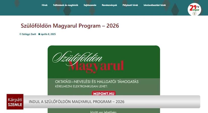 Indul a Szülőföldön Magyarul program – 2026 (videó)