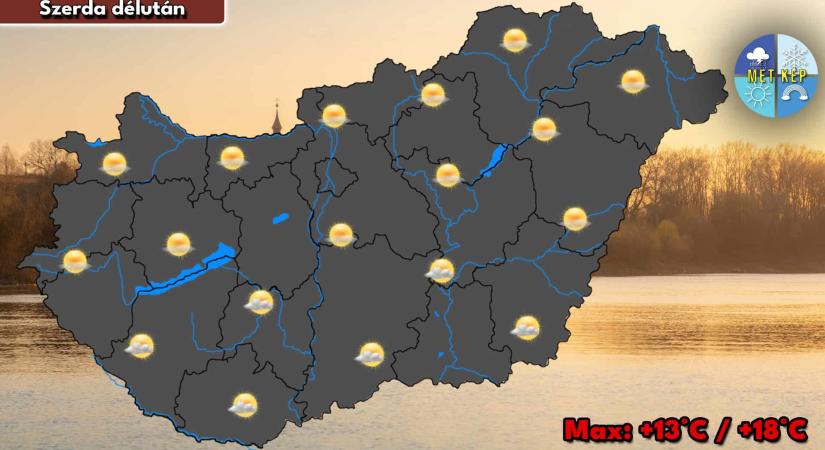 Szerdán naposabb, szelesebb idő várható