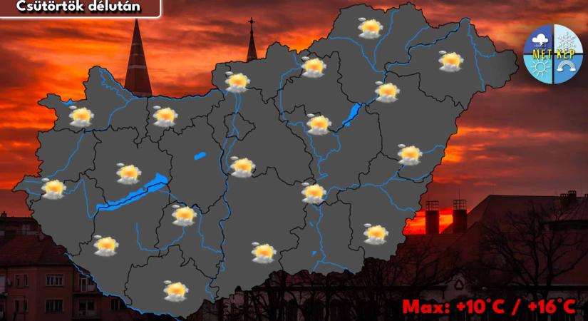 Csütörtökön megnövekszik a felhőzet