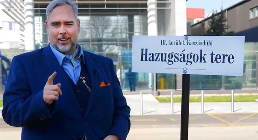 „Hazugságok teré”-nek nevezte át az óbudai önkormányzat az MTVA előtti területet