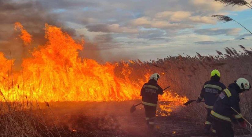 Tűz Hajdú-Biharban: öt hektáron ég a nádas