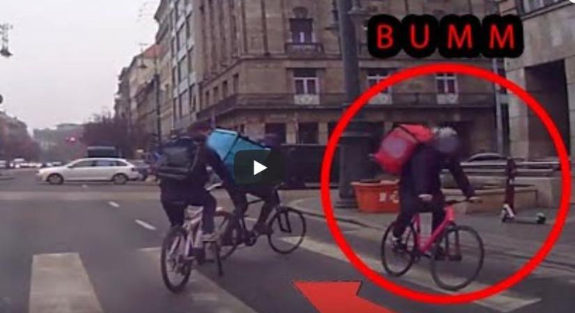 Így gázolt a kerékpáros: ekkora idióta barmot még biztos nem láttál (+videó)